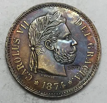 

1874 Spain 5 pesetas Copy Coin Type-2