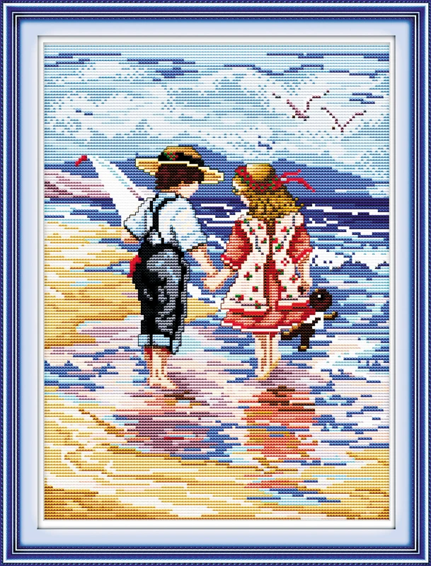

Hand in hand Counted 11CT Printed 14CT DMC Cross Stitch Set DIY Chinese Cotton Cross-stitch Kit Embroidery Needlework