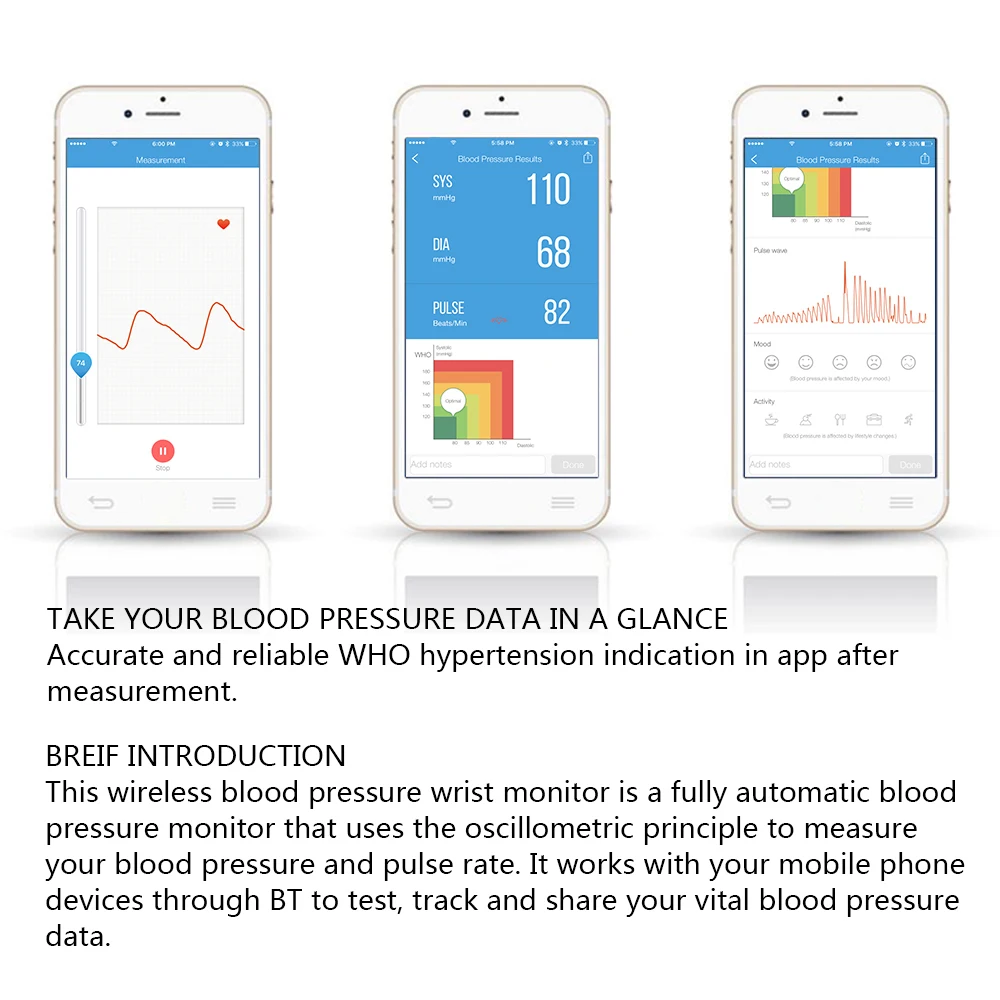 IHealth BT автоматический измеритель артериального давления, сфигмоманометр, медицинский уход, портативный электронный измеритель пульса