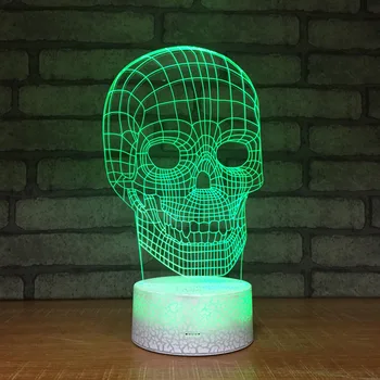 

Special Burst Pattern Decorative 3d Small Night Light Personality Skull Usb 3d Light Fixtures 7 color change Kids Lamp