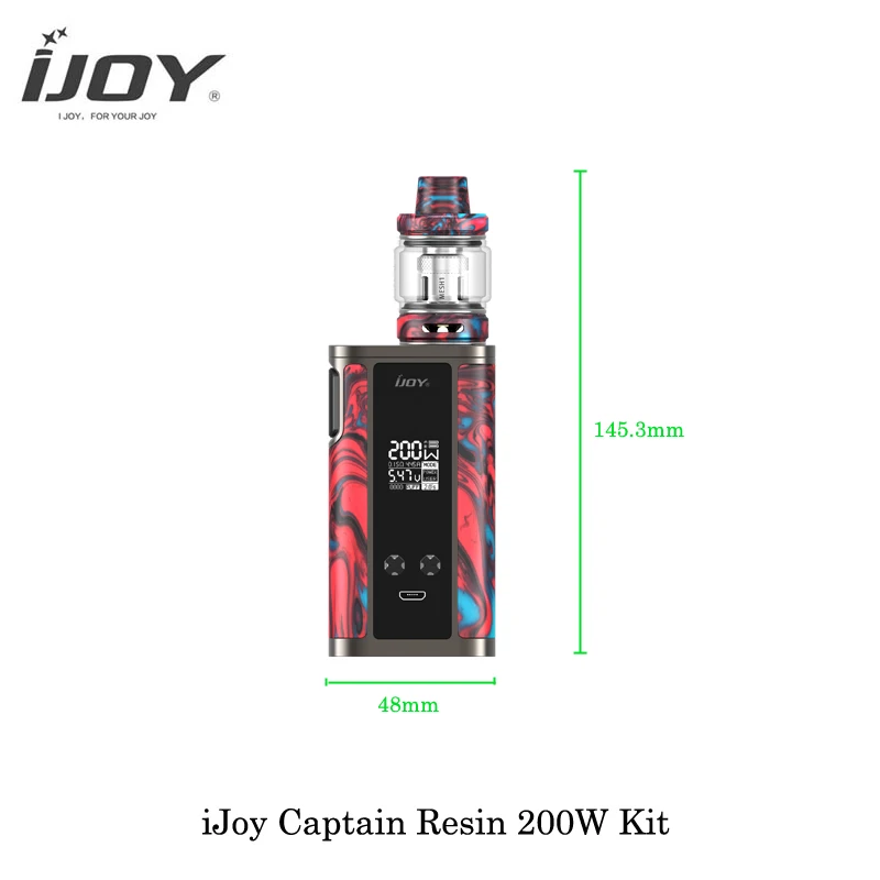 Электронные сигареты IJoy Captain Resin 200 Вт TC бокс мод комплект с двойным аккумулятором