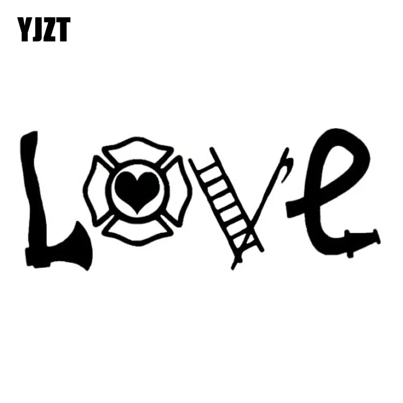 

YJZT 15.5X5.9CM LOVE FIREFIGHTER Vinyl Decals Car Window Sticker Black/Silver Accessories S8-1396