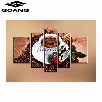 

GOANG 5D Diamond Painting Coffee Cup DIY Rhinestones Embroidery 4PCS Full Square Crystal Cross Stitch Needlework Wall Decor Gift