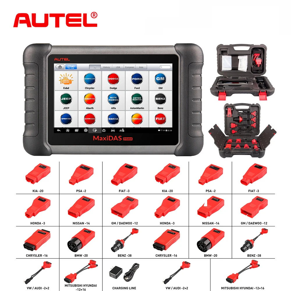 Новый autel DS808K инструмент диагностики автомобиля DIY Kit OBD кабель OBD2 автомобильной сканер Диагностика Функции EPB/DPF/SAS/TPMS WI-FI