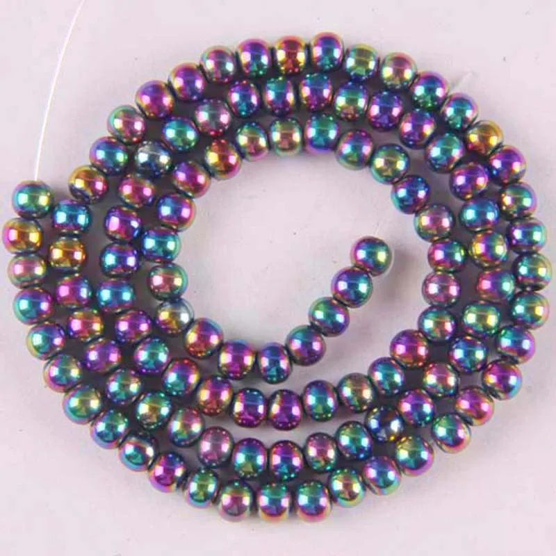4 мм пестрые магнитные гематитовые круглые бусины 16 дюймов ювелирные изделия для женщин подарок изготовление B088 - Цвет: Многоцветный