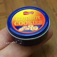 Кукольный домик миниатюра 1:12 игрушечная еда металлический синий коробка для печенья Длина 3,2 см SPO548