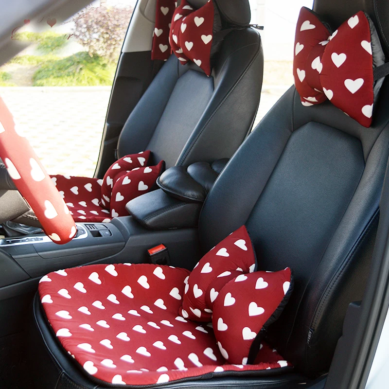 Love Red Car Steering Wheel Covers Cotoon Auto Interior Headrest Waist Support Pillows Seat Cushion Covers Protection For Girls Love Red Car Steering Wheel Covers Cotoon Auto Interior Headrest Waist Support Pillows Seat Cushion Covers Protection For Girls