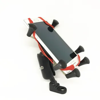 

Motorcycle Rearview Mirror Kit 65mm Double Socket Arm + Phone Mount Holder + Rearview Base With Silicone X-grip For Gopro GPS