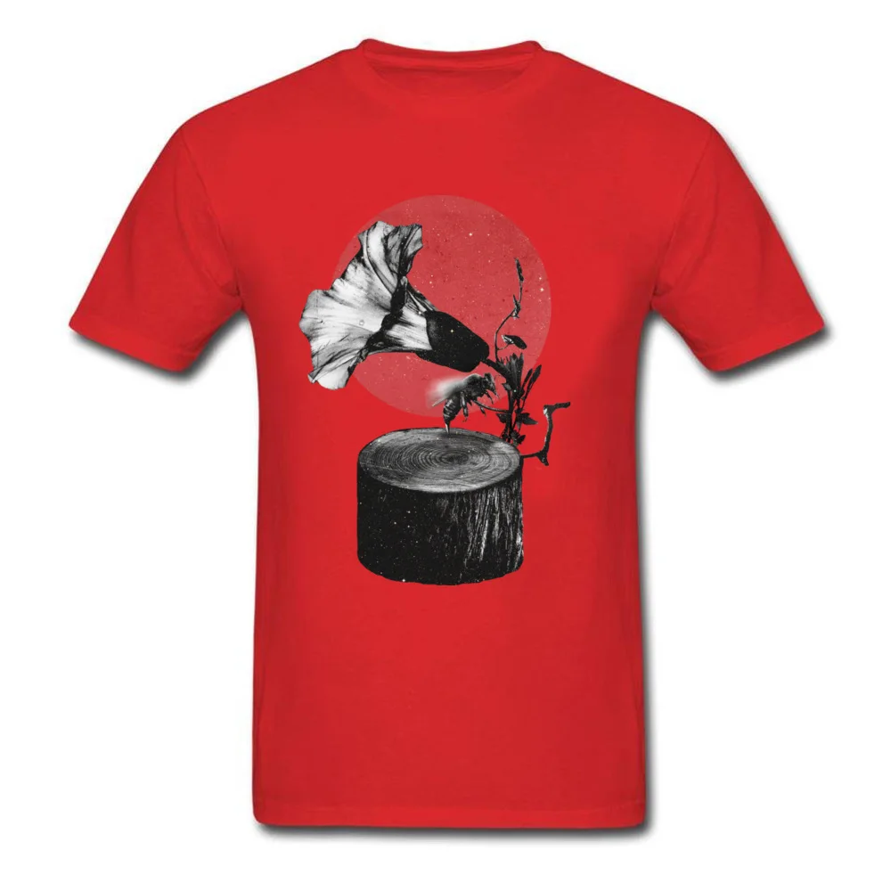 Gramophone Round Neck T-shirts Fall Tops & Tees Short Sleeve Retro 100% Cotton Casual Tee Shirts Summer Man Free Shipping Gramophone red