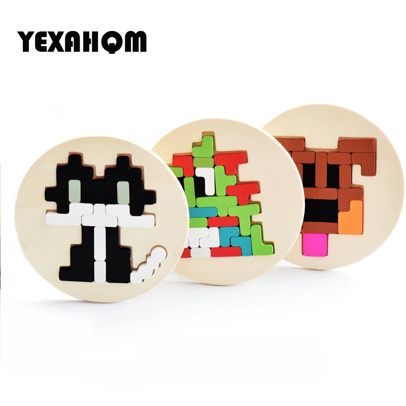 YEZAHQM Novel Wooden 3D Puzzle Jigsaw Pixel Puzzle Toys