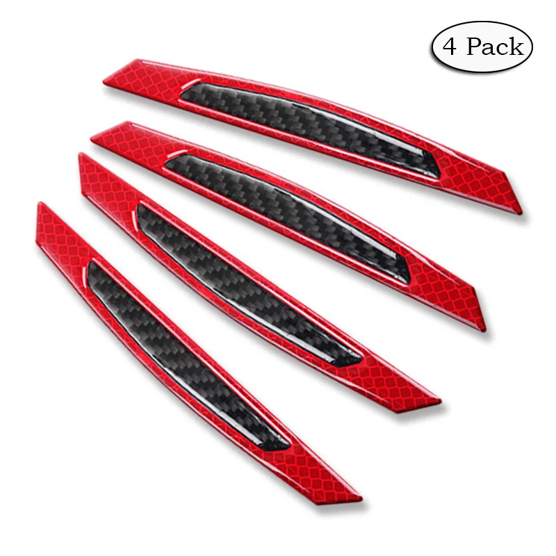 

4 Pack Universal 3D Car Side Door Edge Bumper Anti-Scratch Protection Guards Carbon Fiber Trim Reflective Stickers Strips DB011