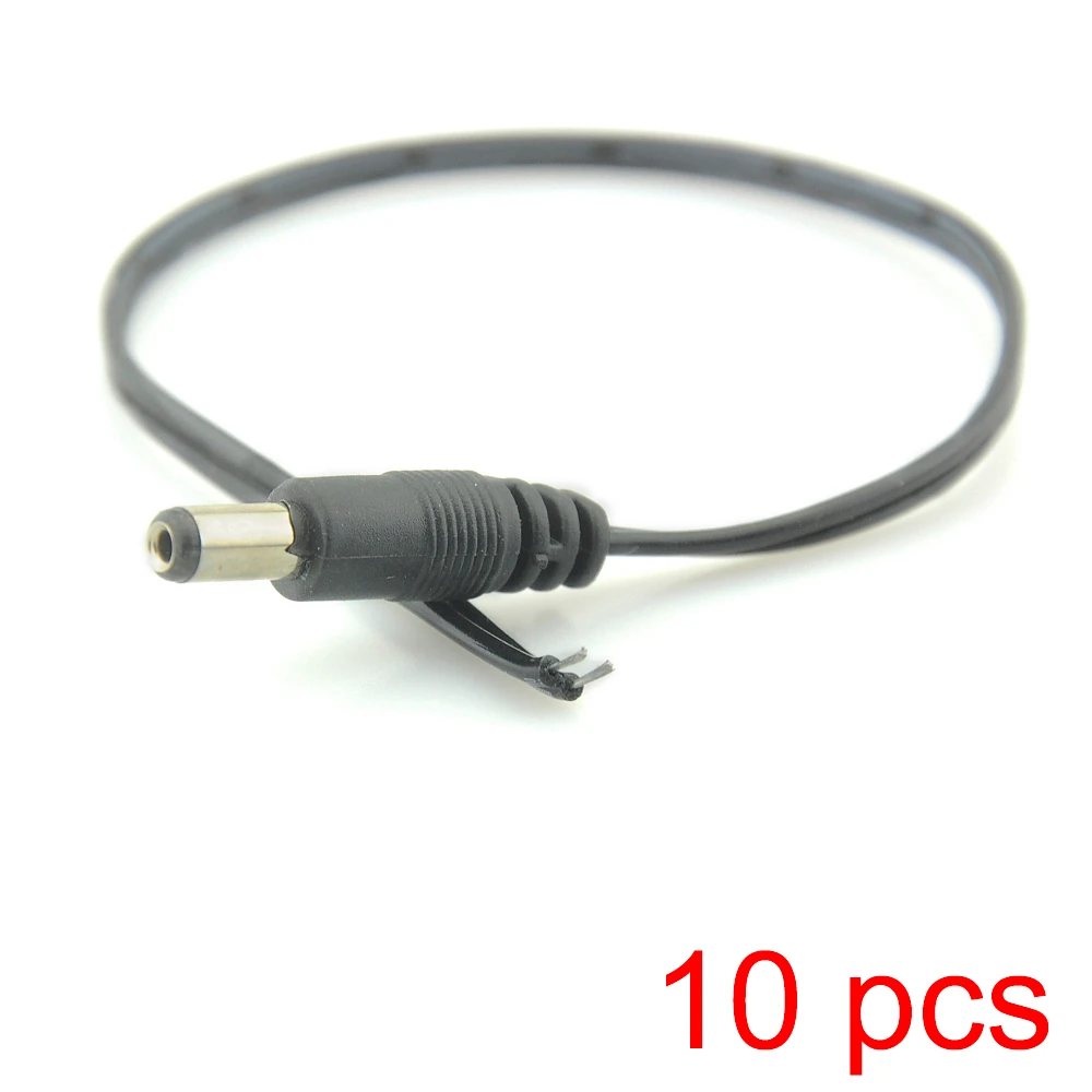 

10x DC Power Male Connector Tail 2.1*5.5mm Pigtail Cable Plug Adapter 12V/24V