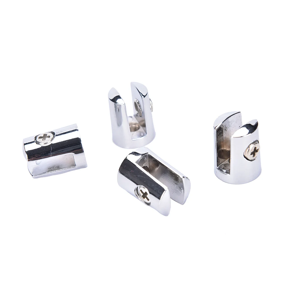 

HIGH QUALITY 4Pcs 4-6mm Glass Plated Brackets Zinc Chrome Alloy Shelf Holder Support Clamp