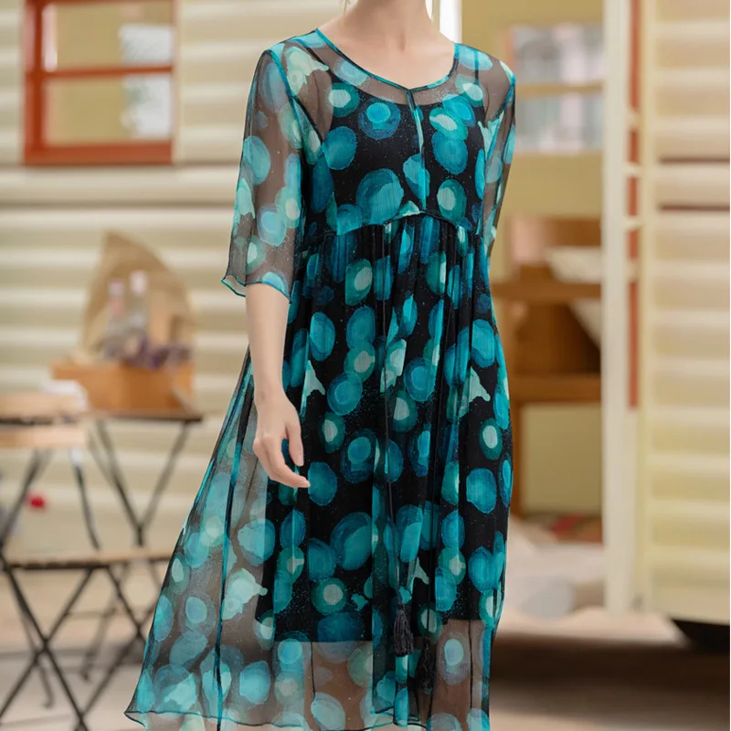 Zijde plus size zomer jurk rockabilly vrouwen s sexy club retro beach boho banket jurken 2019 blauw polka dot losse Zijde plus size zomer jurk rockabilly vrouwen s sexy club retro beach boho banket jurken 2019 blauw polka dot losse