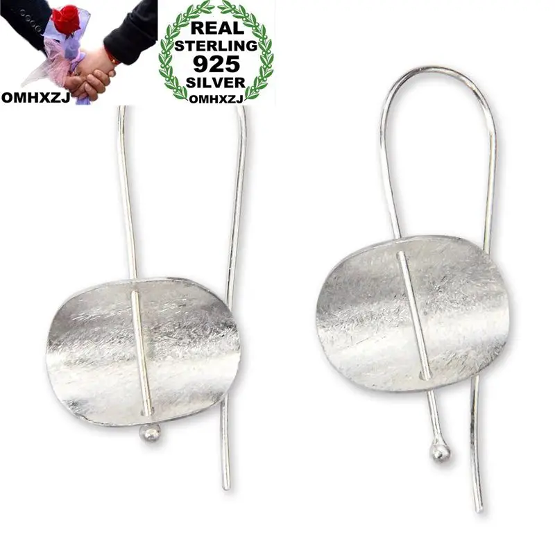

OMHXZJ Wholesale European Fashion Woman Girl Party Wedding Gift Silver Caved Sheet 925 Sterling Silver Drop Earrings EA338