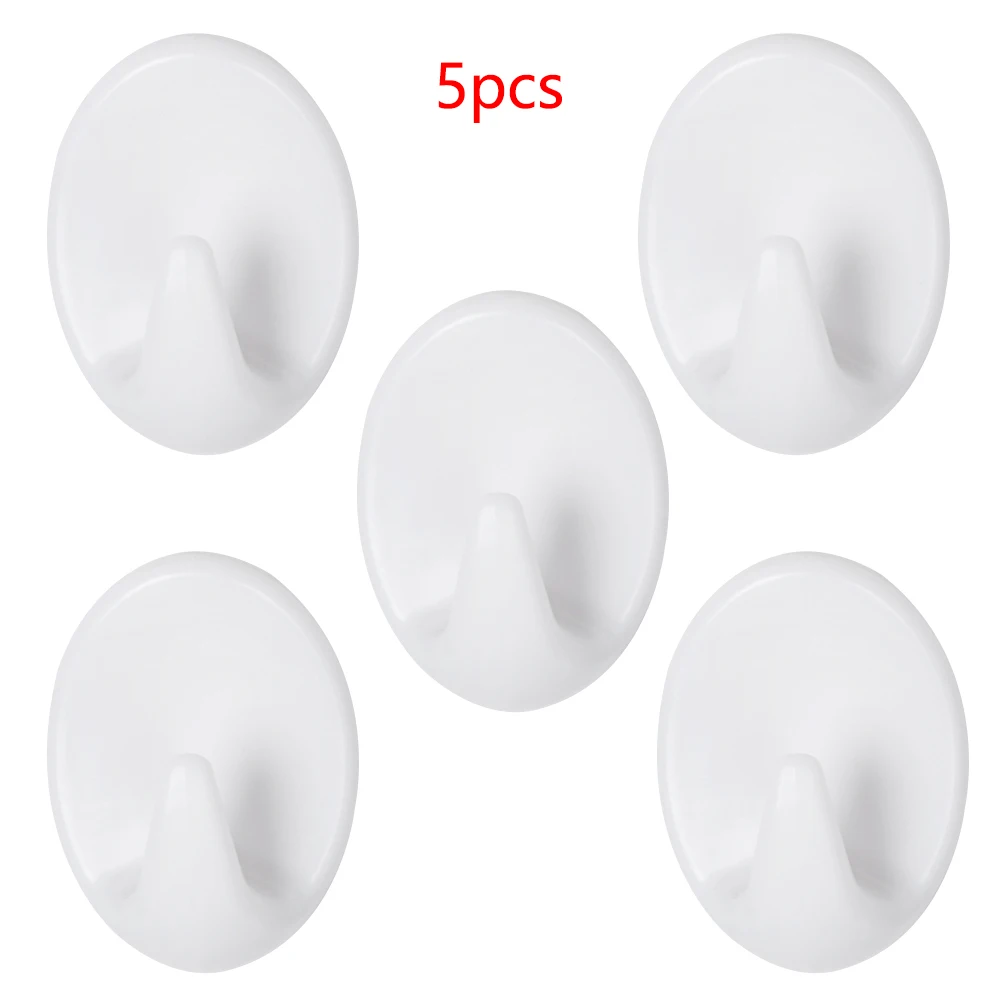 5pcs white Plastic Self adhesive Clothes Hanger Hooks For Bathroom Home