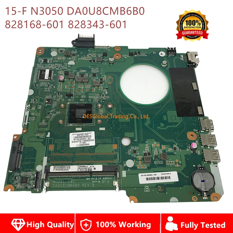 

828168-601 828343-601 DA0U8CMB6B0 Mainboard For HP Pavilion 15-F U8C N3050 Laptop Motherboard 100% Working Fully Tested