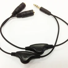 300 шт сплиттер для наушников 3,5 мм разъем стерео аудио адаптер мужской на 2 Женский Регулятор громкости Наушники удлинители телефонный кабель