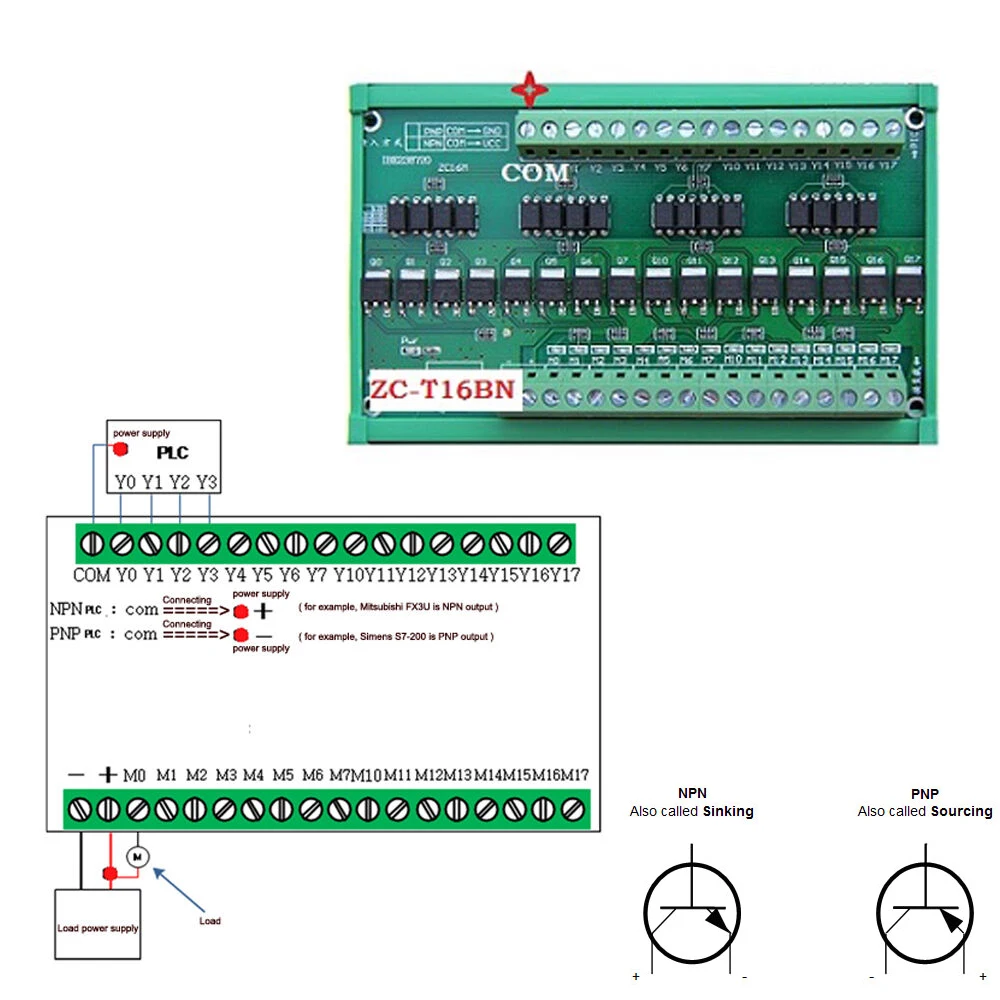 10 Ways NPN & PNP Input NPN Output PLC Amplifier Board Opto-isolated Circuit Terminal Blocks Plate