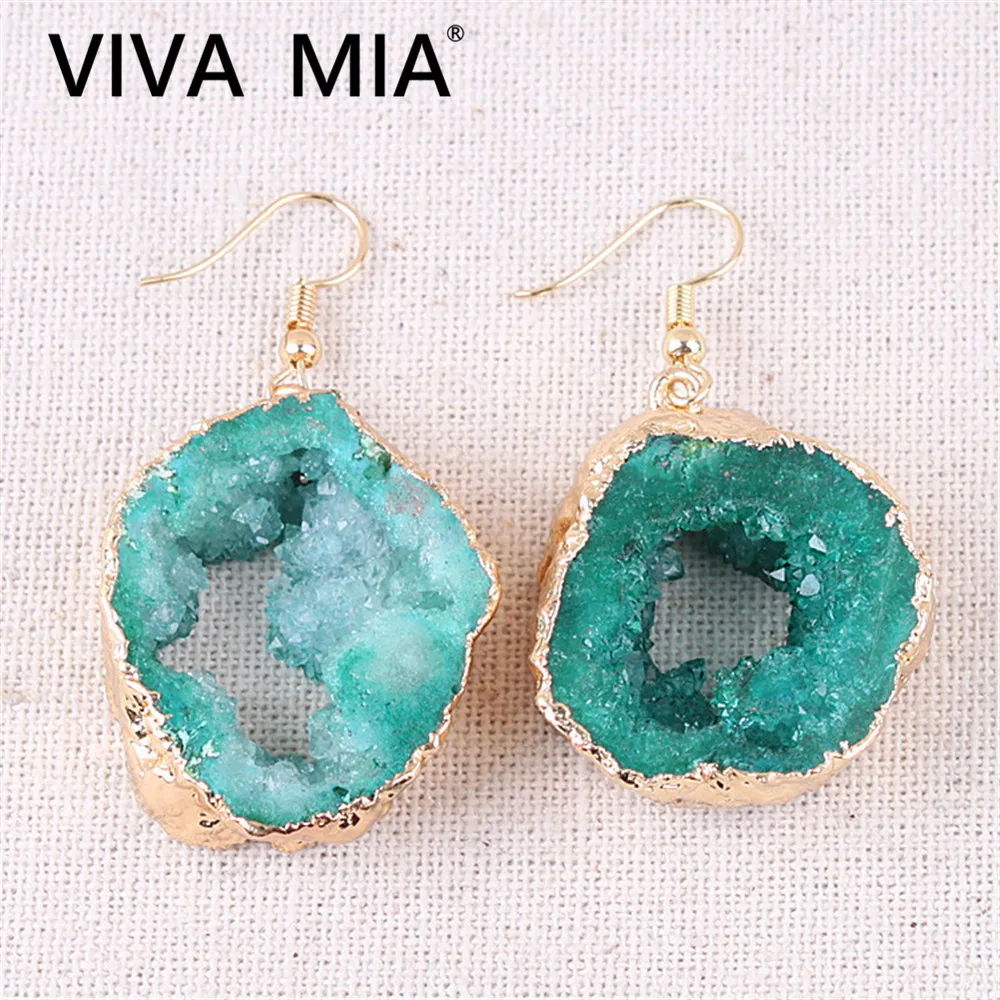 

Geode Ethnic Style Crystal Cluster Crystals Stone Earrings Crystal Opal Druzy Earrings Green Agates DanglesEarrings