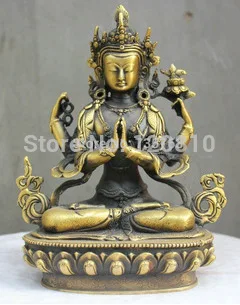 

xiuli 00872 China Tibetan Buddhism Bronze statue 4 Arm GuanYin Goddess of Mercy Buddha