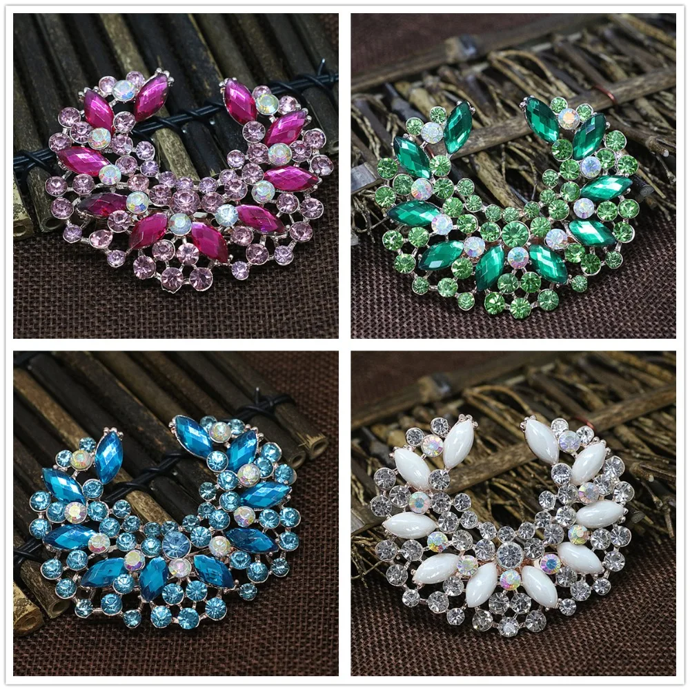 Charms Rose Goldcolor Big Moon Crystal Brooch Noble Rhinestone Pins