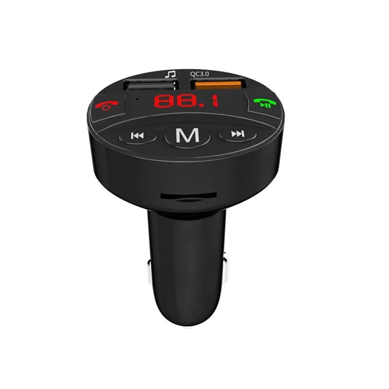 HEVXM QC3.0 Quick Charger Bluetooth Car Kit FM Transmitter modulator USB Audio Mp3 Player Wireless for Phone Handsfree Car kit 5