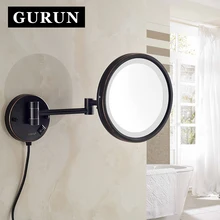 Gurun LED Makeup Mirror- 2017 New arrival Fixed on the wall, turn 180 degrees 10X, zoom in with a LED mirror M1807DORB