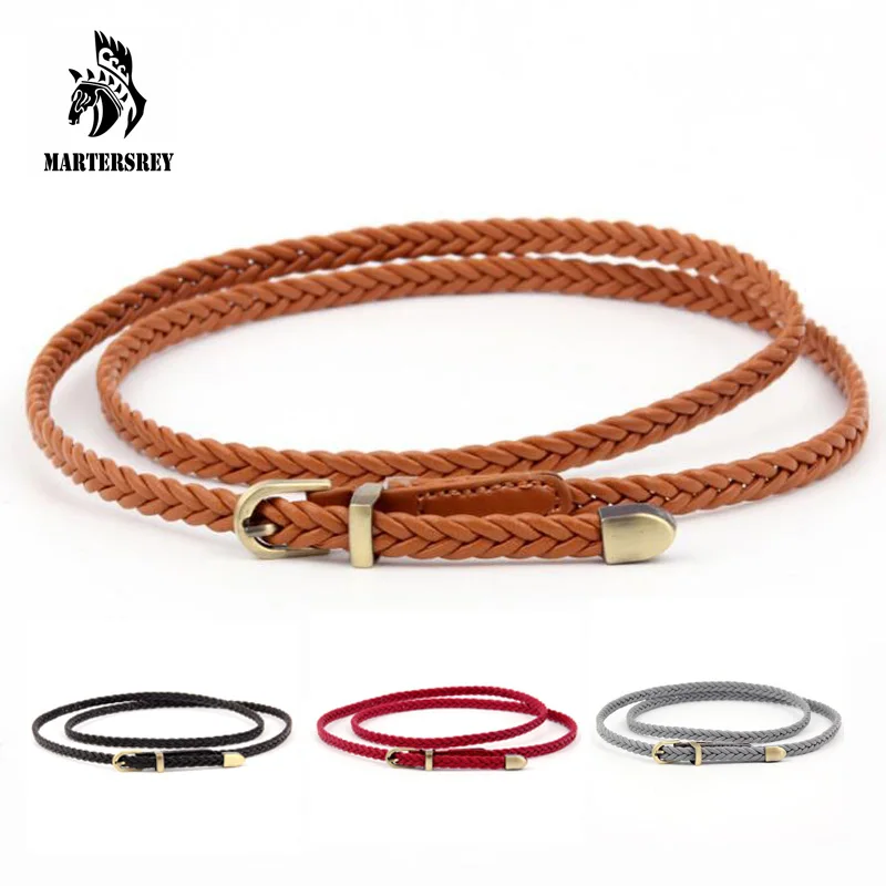 Hand woven Hemp Rope Braid Female Belt Retro Casual Thin Belts for