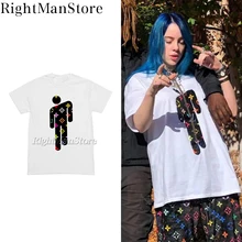 Билли эйлиш звезда футболка Винтаж хип хоп Уличная высокое качество хлопок live мультфильм