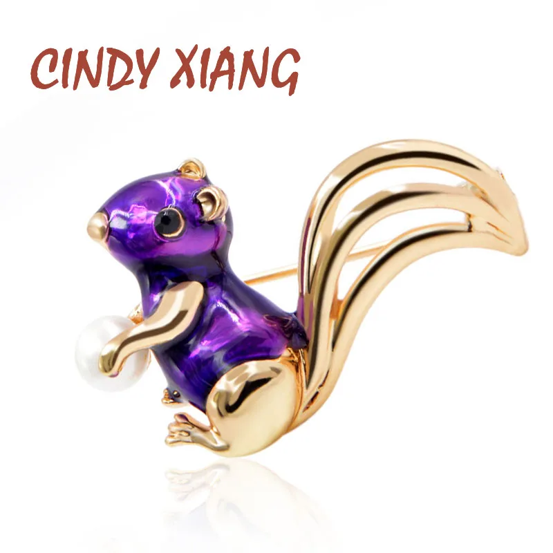 

CINDY XIANG 2 Colors Available Cute Small Squirrel Brooches for Women Animal Jewelry Men and Kids Jewelry Brooch Pin Matte Style