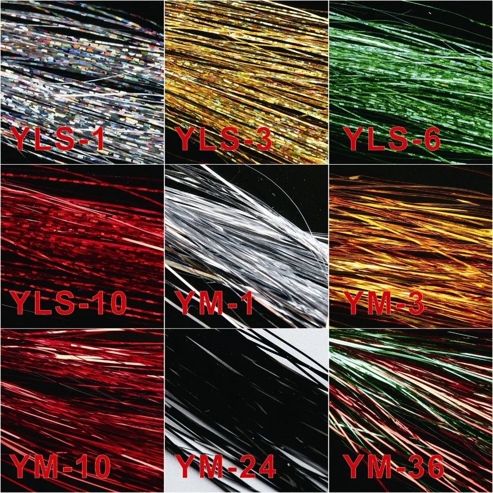 9 colors, fly tying yarn Holographic Flashabou 1/69'' width fly fishing tying material Flashing