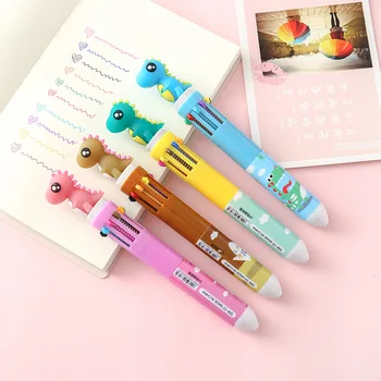 

10 colors Dinosaur Ballpoint Pen Cartoon Press unicorn Ball Pens Stationery gift Material Escolar office school supplies