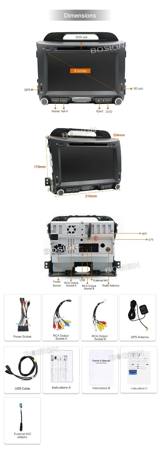 Sale 2 din car radio gps android 7.1 car dvd for kia sportage R 2014 2011 2013 2015 car multimedia player with wifi bluetooth 2