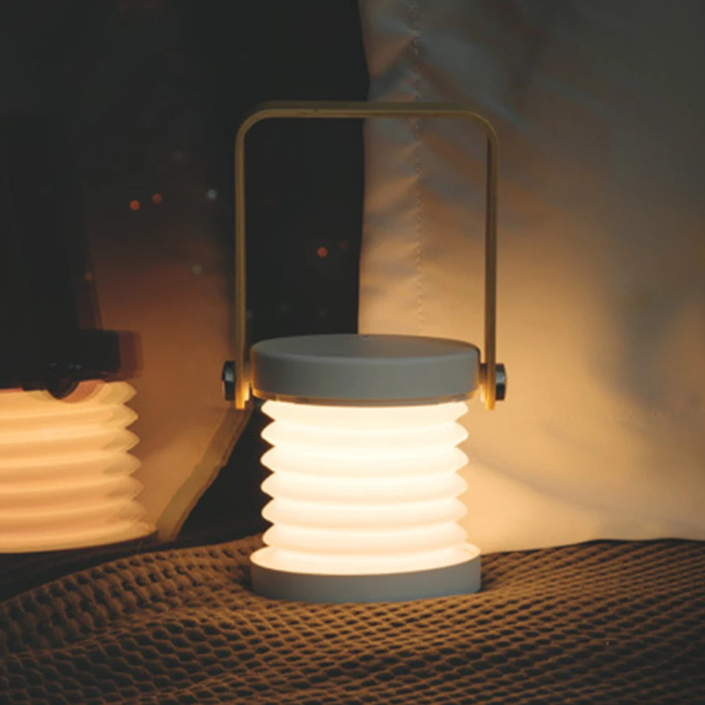 

Foldable Cordless Home Decor USB Charging Wooden Portable Bedside Rechargeable Led Lantern Light Reading Stepless Dimming Night