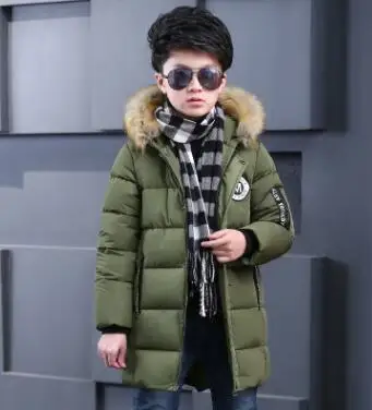 Детская одежда Одежда с хлопковой подкладкой для мальчиков зимние куртки и пальто с капюшоном зимняя куртка для мальчиков зимняя куртка детская верхняя одежда - Цвет: Армейский зеленый