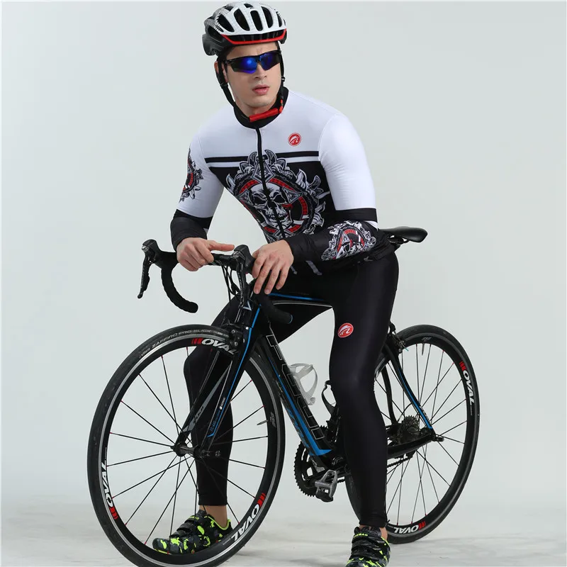 Winter sports cycling jersey set Classic ghost face bone fleece warm bike clothes triathlon suit bicycle swimwear roupa ciclismo