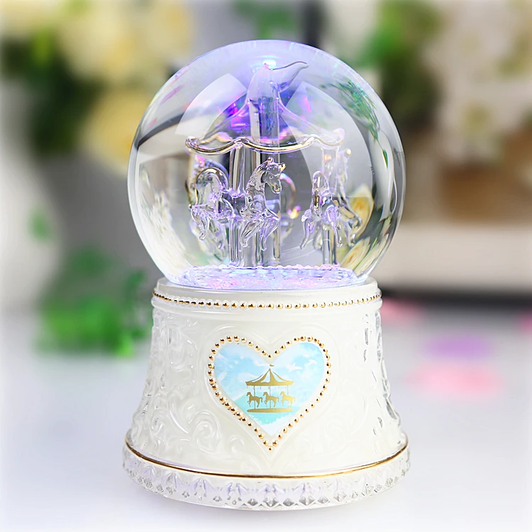 100 мм crystal sound control светящийся хрустальный шар карусель музыкальная шкатулка