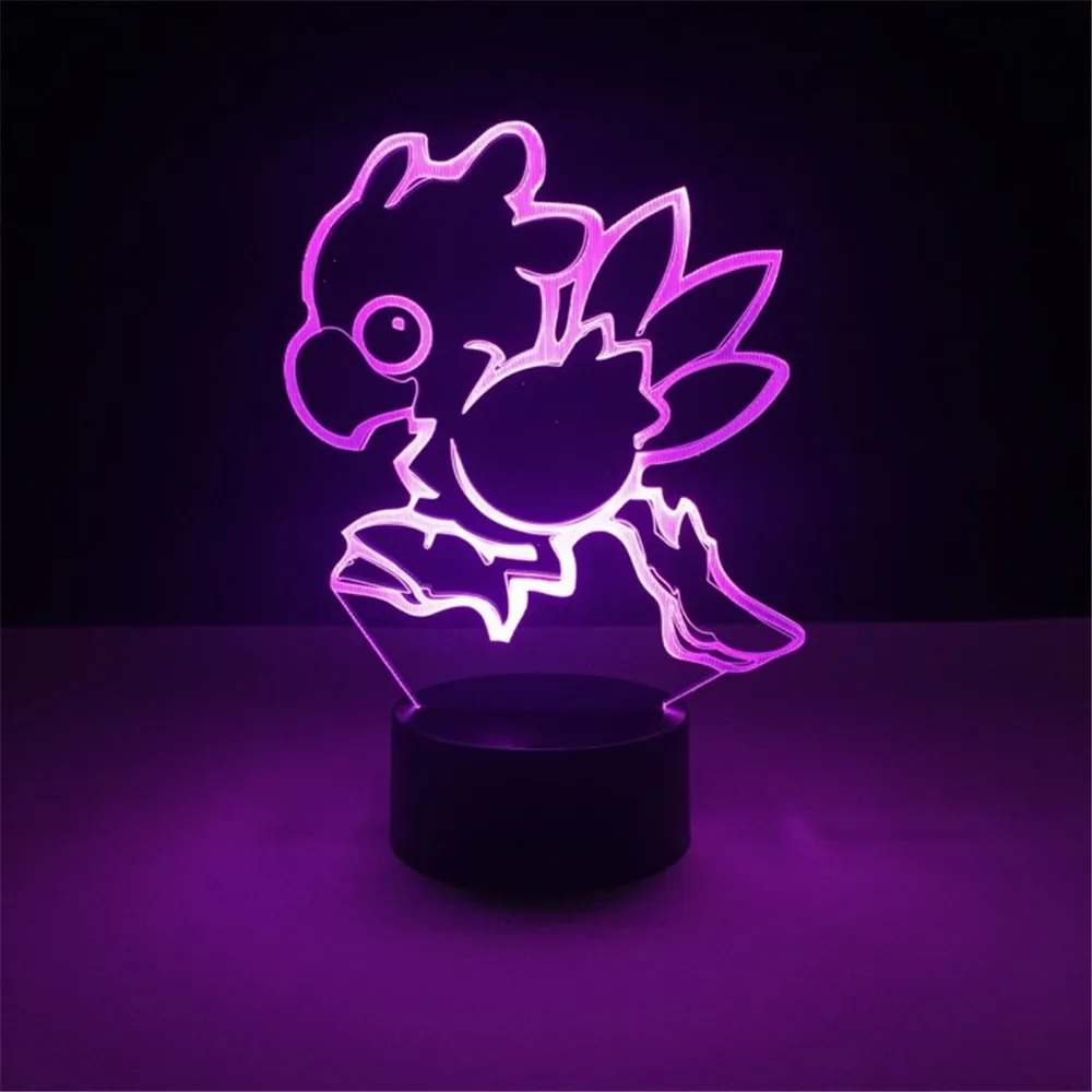 Final Fantasy Anime Lamp Chocobo Kawaii Gift Children 3D Led Night Light Table Lamp Decor Acrylic Base Night Lights 7 Color