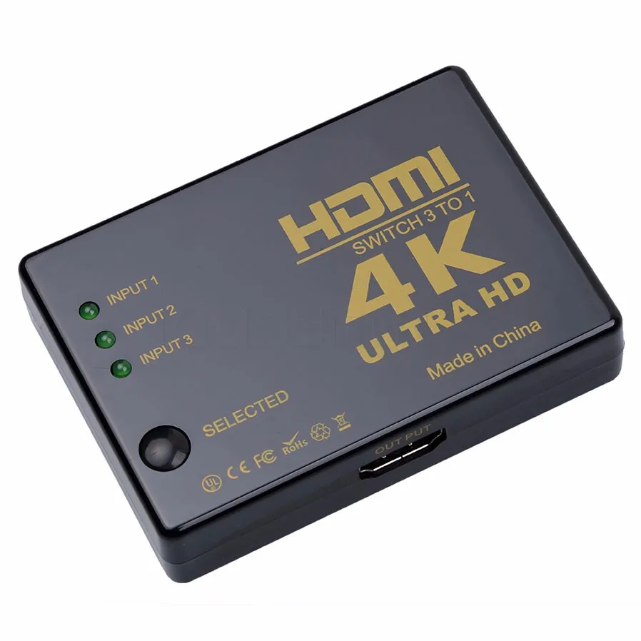 Kebidumei 4 K* 2 K мини со сверхвысоким разрешением Ultra HD, 3 в 1, Порты и разъёмы концентратор hdmi переключатель сплиттер коммутатор для HD ТВ ПК для PS3 DVD высокое качество