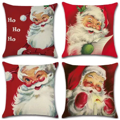 Home Decor Bedroom Decoration New Christmas Series Hand-painted Santa Claus Theme Linen Pillow Case Dropship 0807