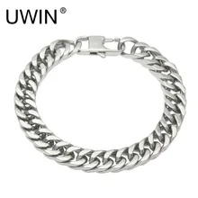UWIN золотой цвет мужской браслет цепочка 316L нержавеющая сталь титан, сталь, серебро браслет ссылка Мода Панк ювелирные изделия подарок 20 см