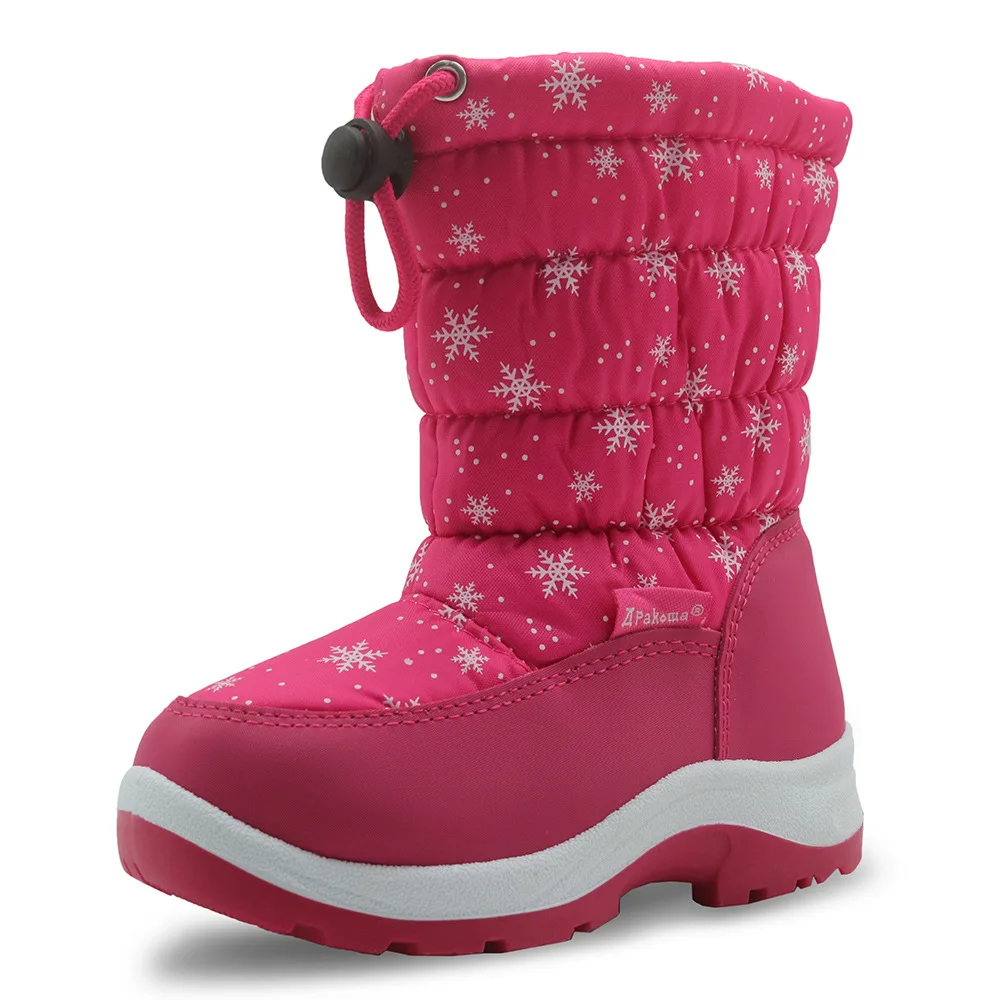 

Kalupao Winter Waterproof Girls Snow Boots Mid-Calf Children's Shoes Flat Warm Plush Winter Boots for Girls with Wollen Lining