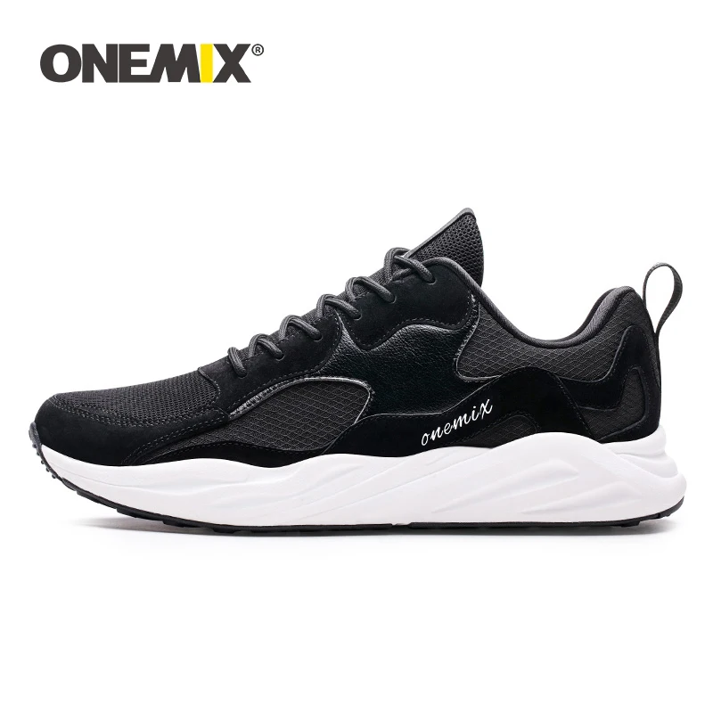 Кроссовки ONEMIX Run мужские спортивные дышащие сникерсы в стиле ретро черные