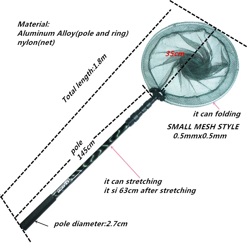 1.8m dip net folding tuck net telescopic spoon net non-slip comfort handle brail net nylon fishing net Aluminum alloy rod TOOL 1.8m dip net folding tuck net telescopic spoon net non-slip comfort handle brail net nylon fishing net Aluminum alloy rod TOOL