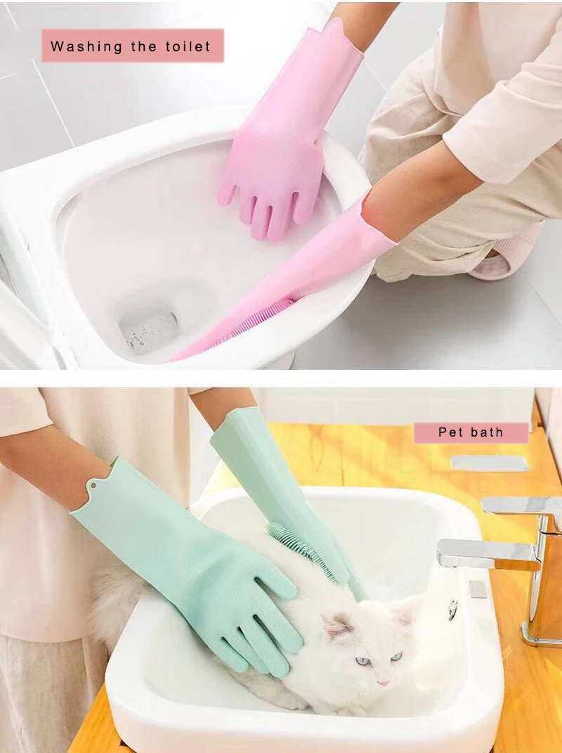 Кухонные силиконовые чистящие перчатки, волшебные перчатки для мытья посуды, щетка для домашнего хозяйства, резиновые перчатки для мытья посуды в машине, щетки для домашних животных