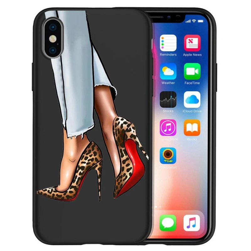 Модный Роскошный чехол для телефона на высоком каблуке с цветочным узором для девочек, чехол для iphone X XS Max XR 6 7 8 Plus 5S SE, мягкий чехол Etui