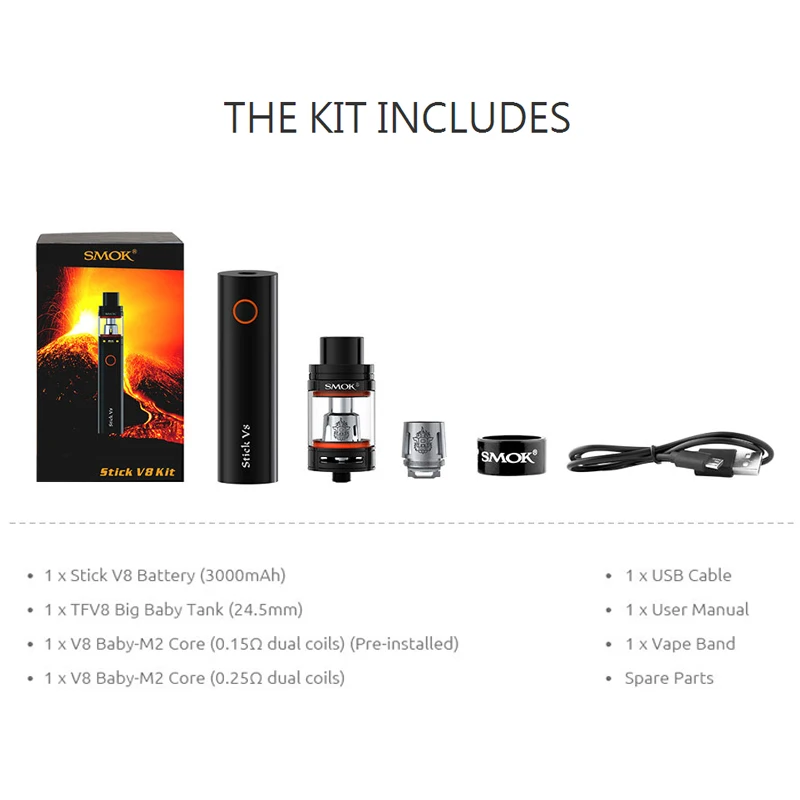 Оригинальная электронная сигарета SMOK Stick V8 комплект встроенный аккумулятор 3000