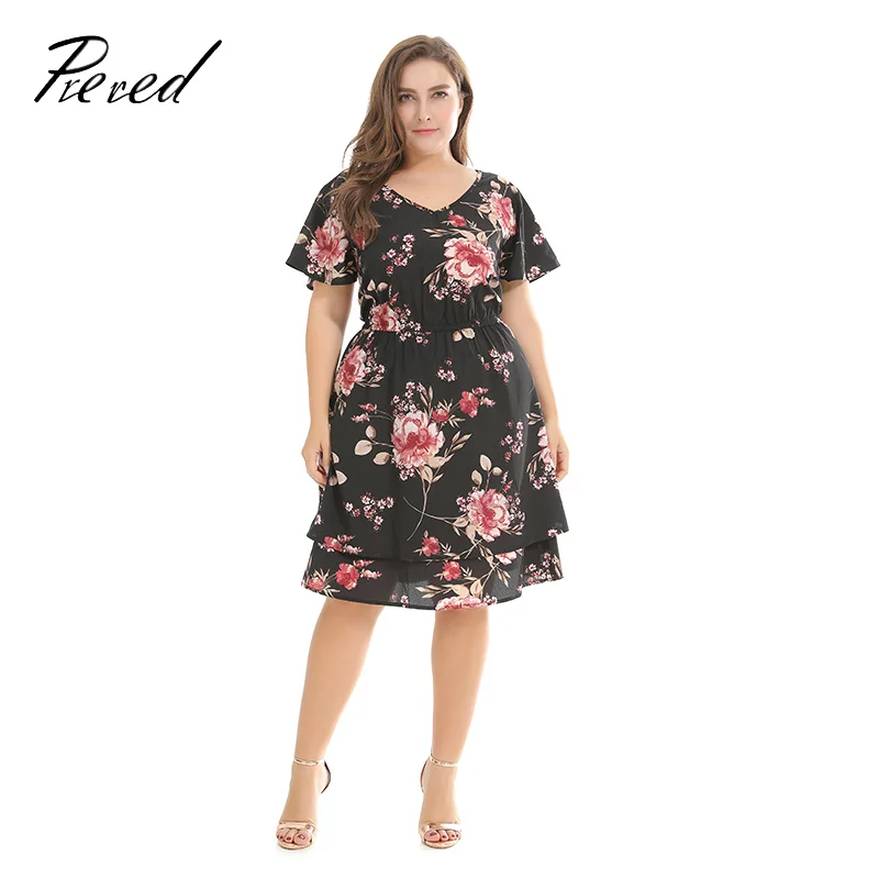 

Prered New Summer Dress Short Sleeved V-neck Print Chiffon Bohomian Beach Dresses Plus Size XXXL Vestidos Free Shipping