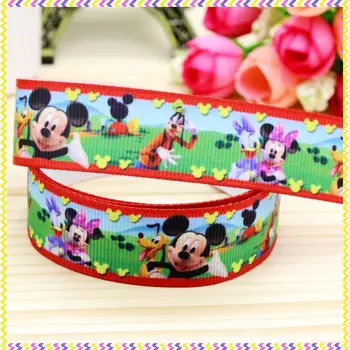 

7/8'' Free shipping mickey printed grosgrain ribbon hairbow headwear party decoration diy wholesale OEM 22mm P4156